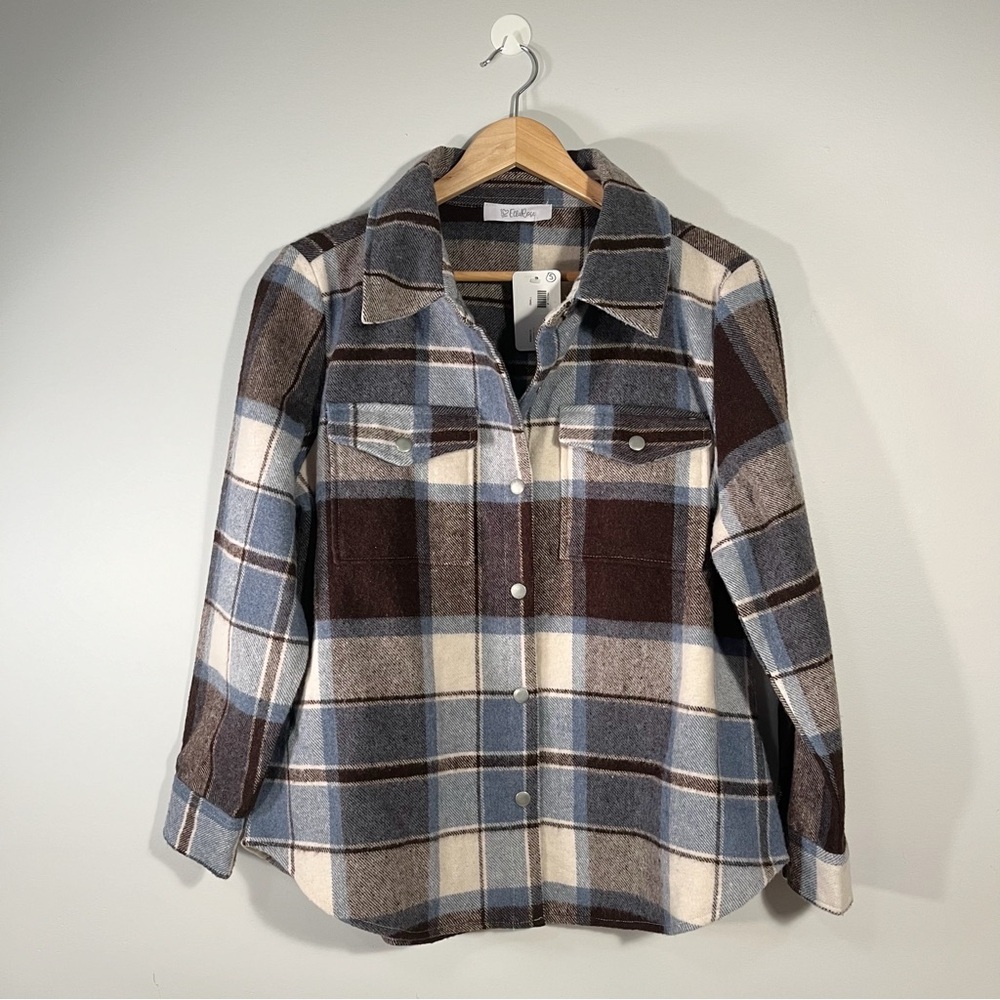 Rails Blue & Brown Plaid Button-Down Shirt Jacket